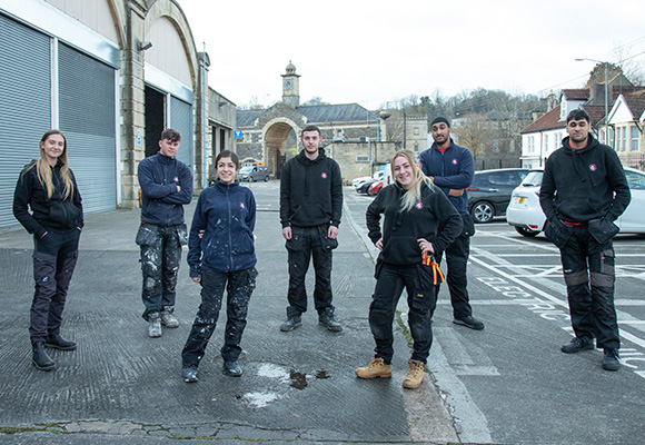 Group of Apprentices stood outside